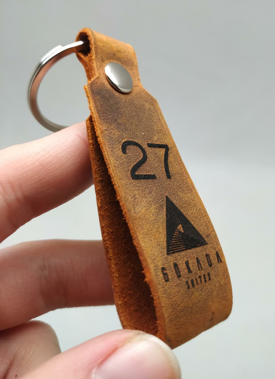 Numbered Leather Keychain