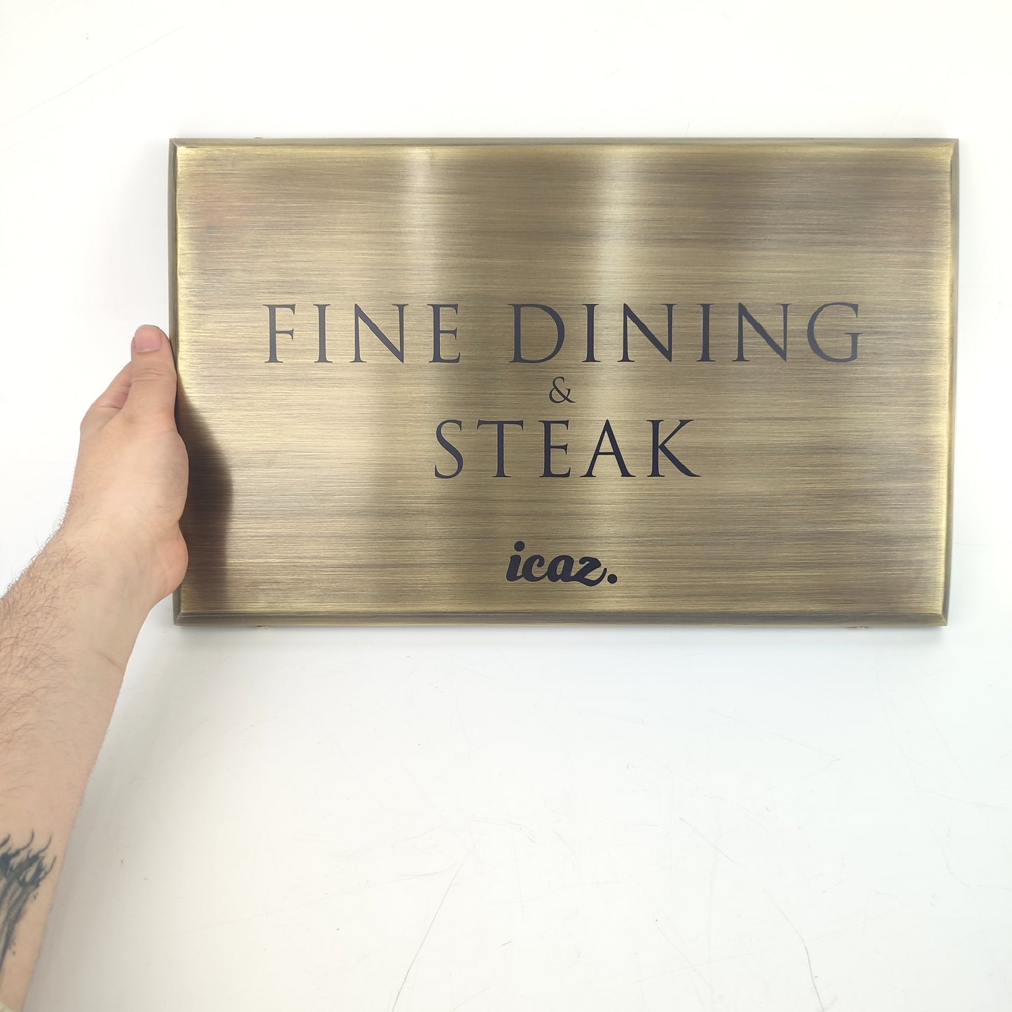 Antique Brass Entrance Sign – Luxury Door Nameplate with Aged Finish | For Fine Dining & Hotel Use