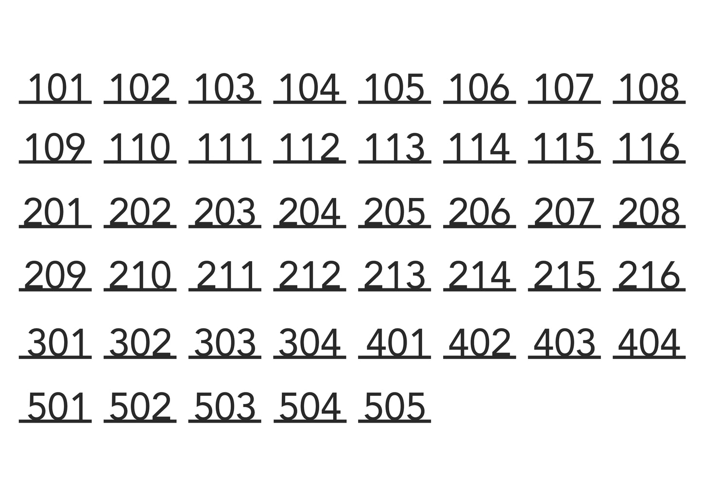 Custom Order Room Numbers