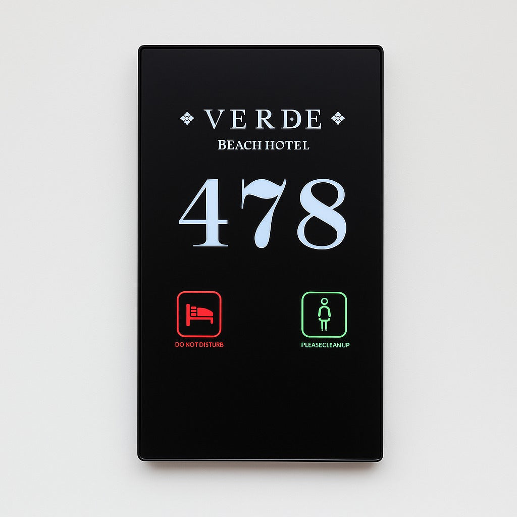 Smart Room Number Panel – LED Illuminated, with Do Not Disturb (DND) &amp; Cleaning Indicators