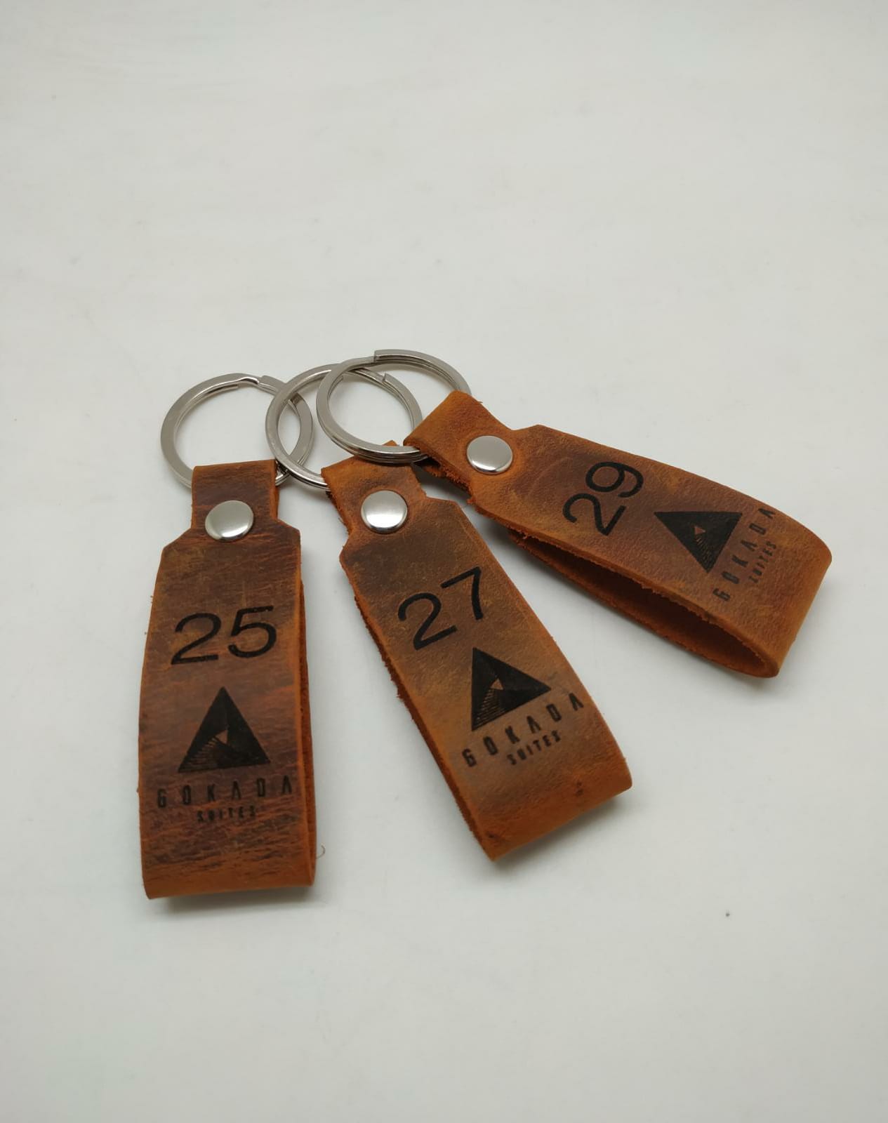 Numbered Leather Keychain