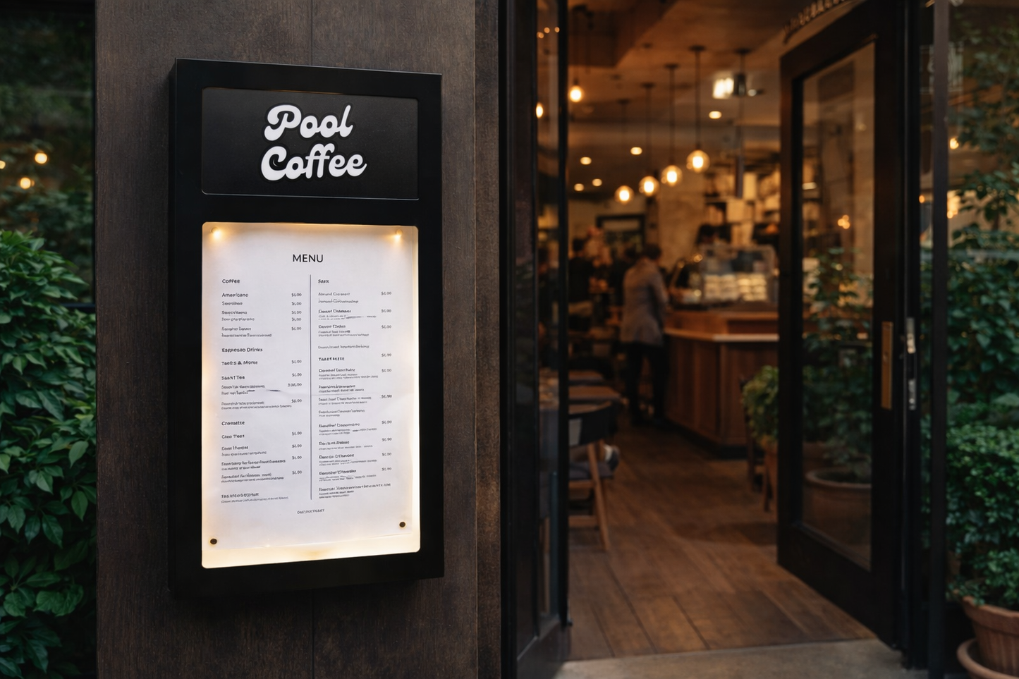 Wall-Mounted Illuminated Menu Board