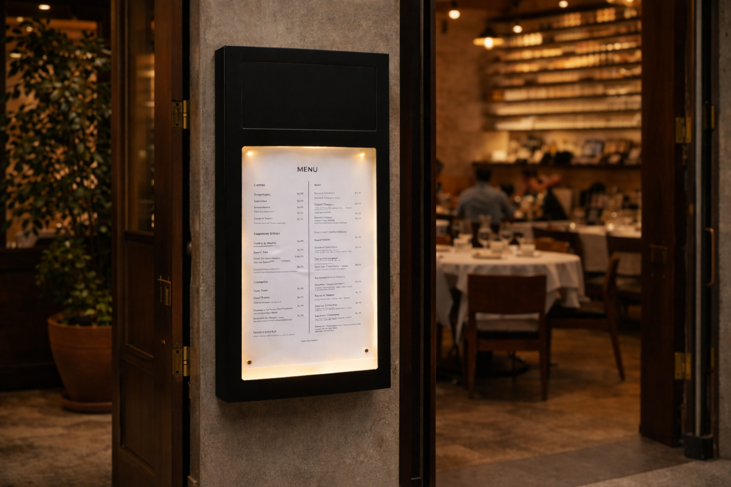 Wall-Mounted Illuminated Menu Board
