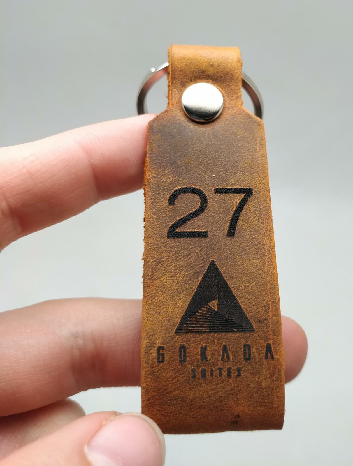Numbered Leather Keychain