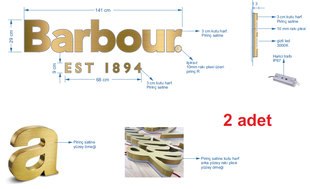 Custom Order Barbour Lettering