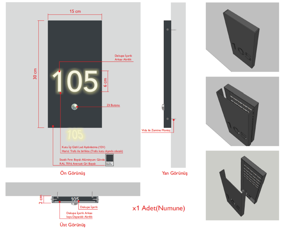 Custom Order Reflective Room Number Sample