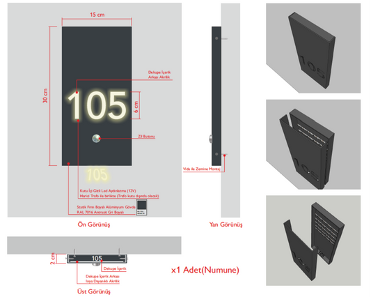 Custom Order Reflective Room Number Sample