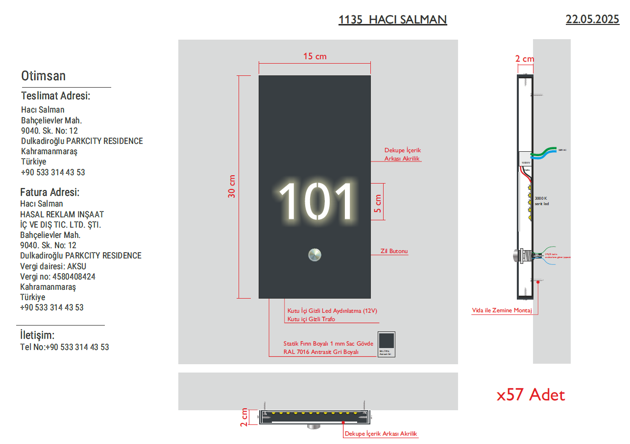 Custom-Ordered Illuminated Room Numbers and Directions