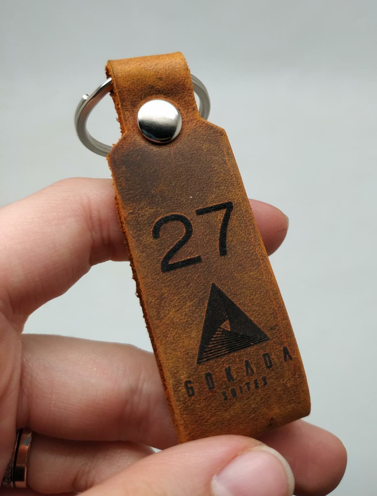 Numbered Leather Keychain