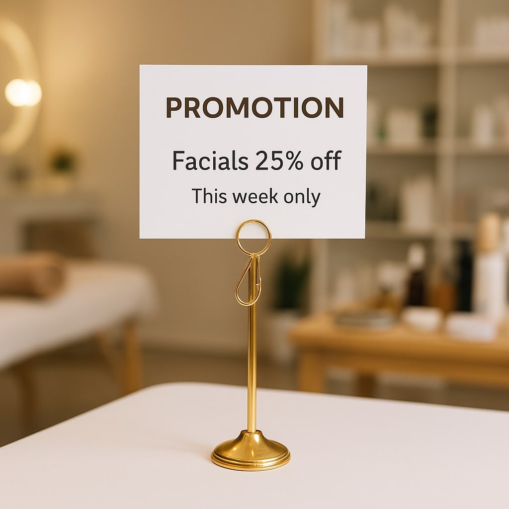 Ürün tanıtım alanlarında bilgilendirici etiket olarak kullanılan pratik etiket tutturucu.