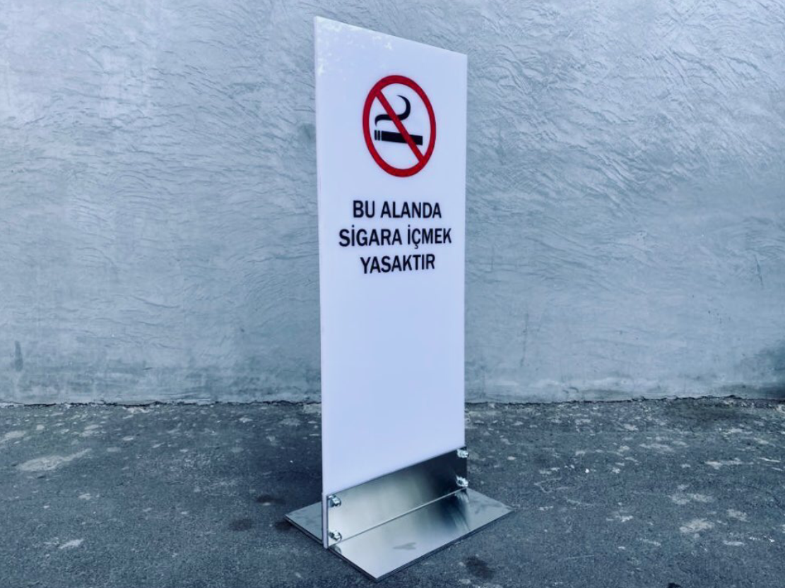 Warning Sign, Standing, Double-Sided | Metal, No Smoking