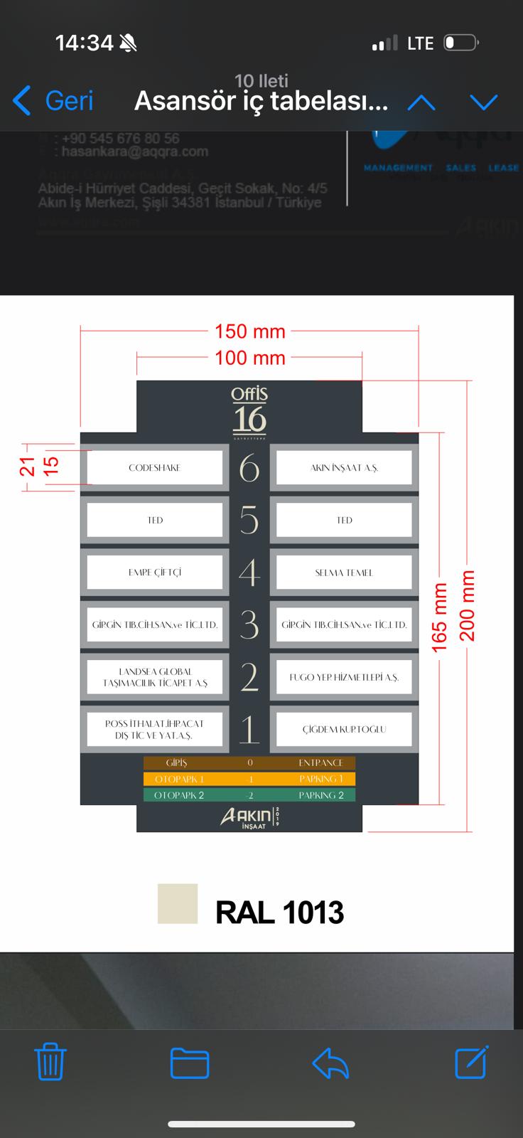 Custom Order Elevator Nameplate