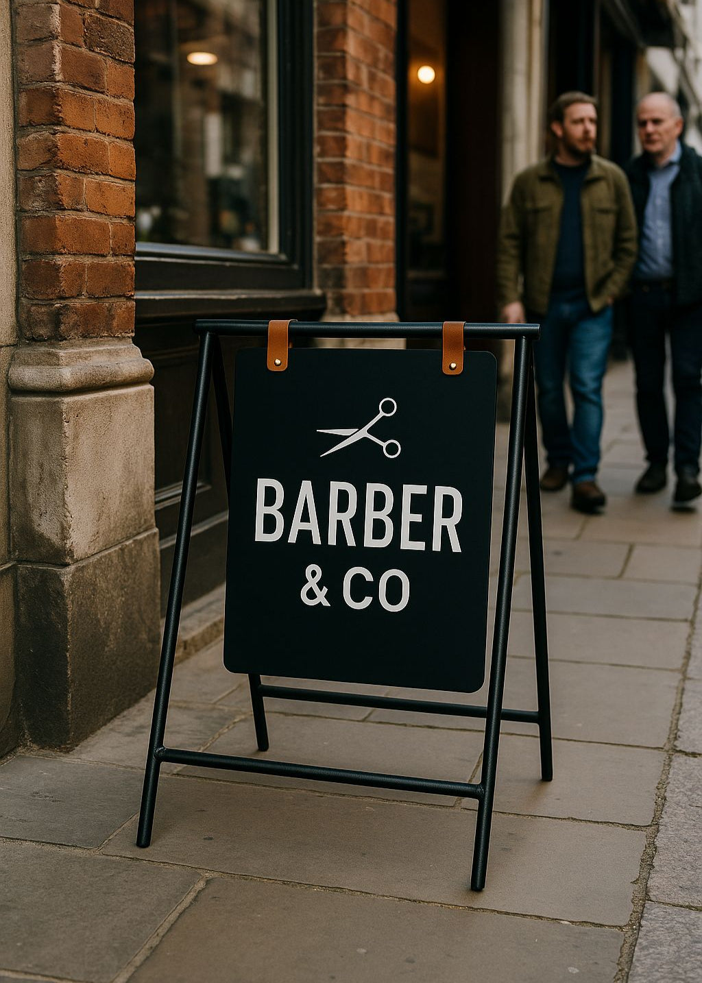 Açık hava pazarında kullanılan kompakt tabela, müşteri ilgisini çeken profesyonel bir sunum sağlıyor.