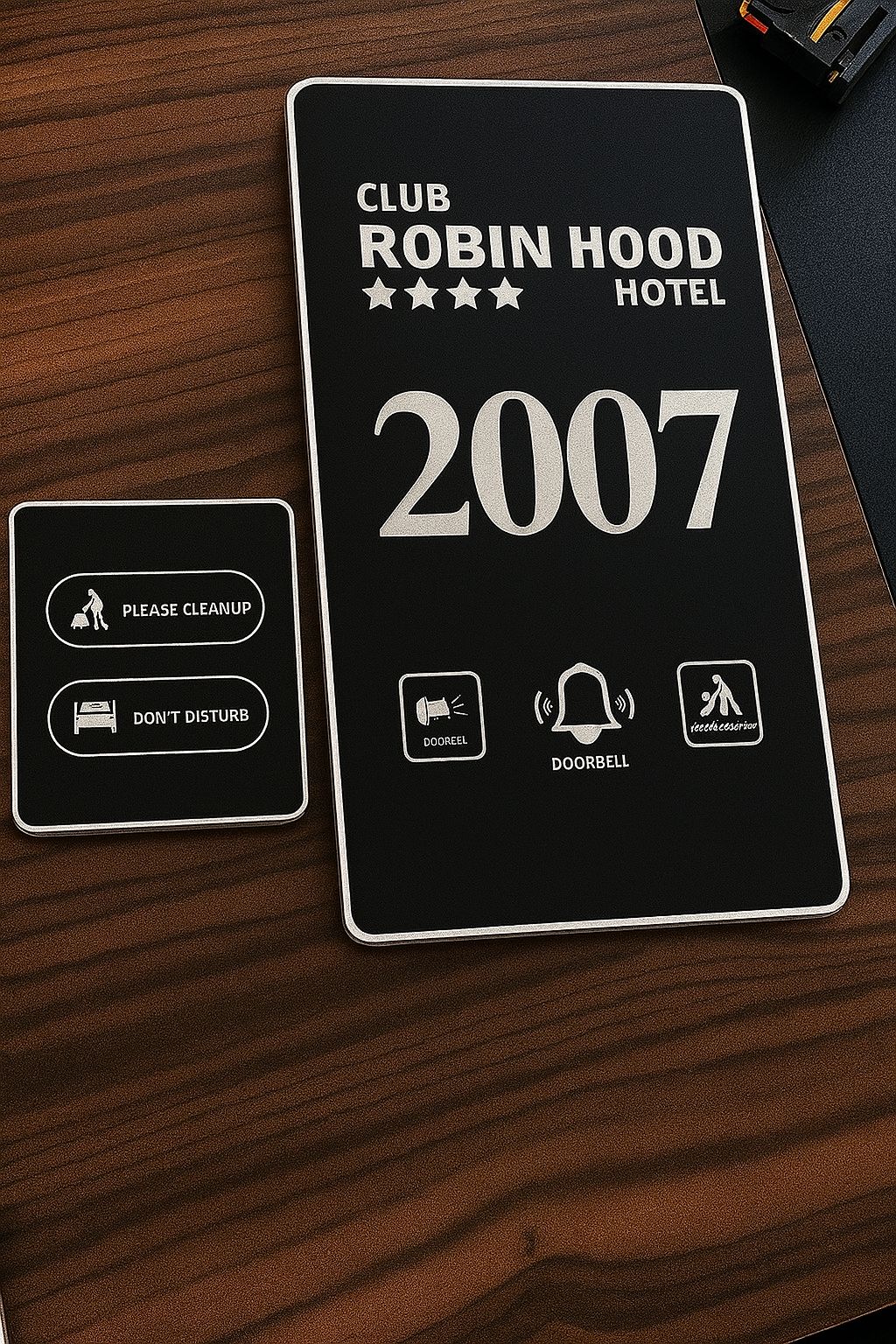 Oda içi dokunmatik butonlarıyla birlikte özelleştirilebilir oda numarası