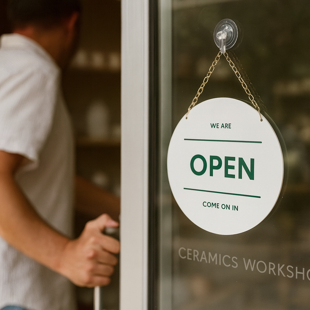 İşletmeler için kapıya asılabilen zincirli metal tabela