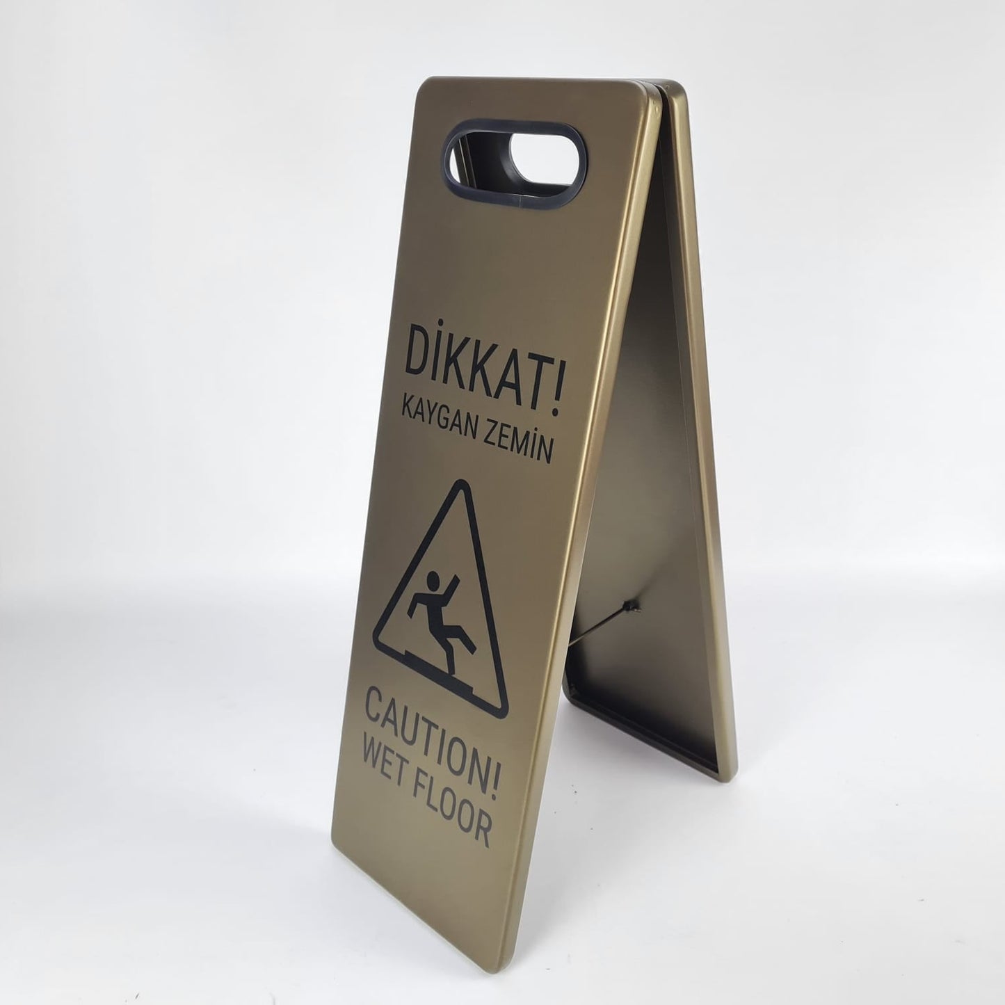 Restoranlar için bronz metal ıslak zemin uyarı tabelası
