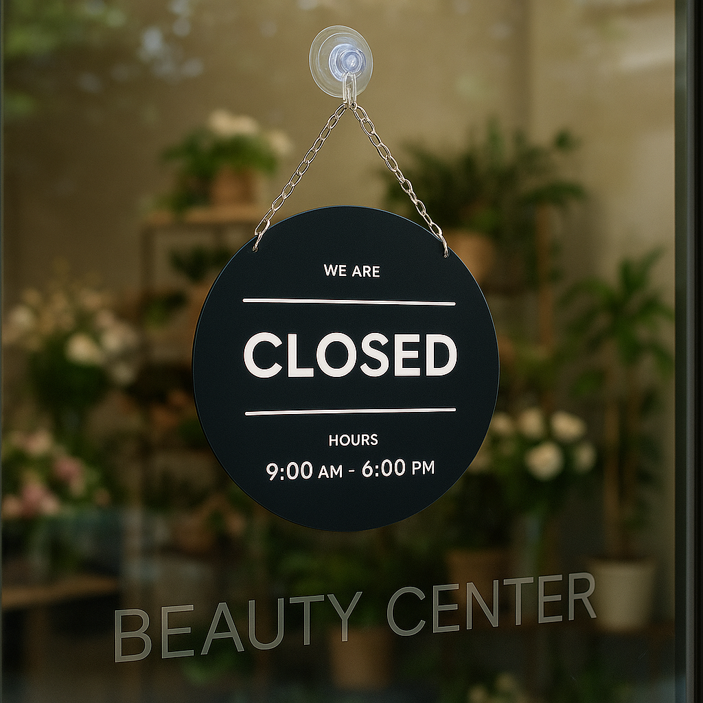 Cam kapılar için zincirle asılan açık kapalı tabelası