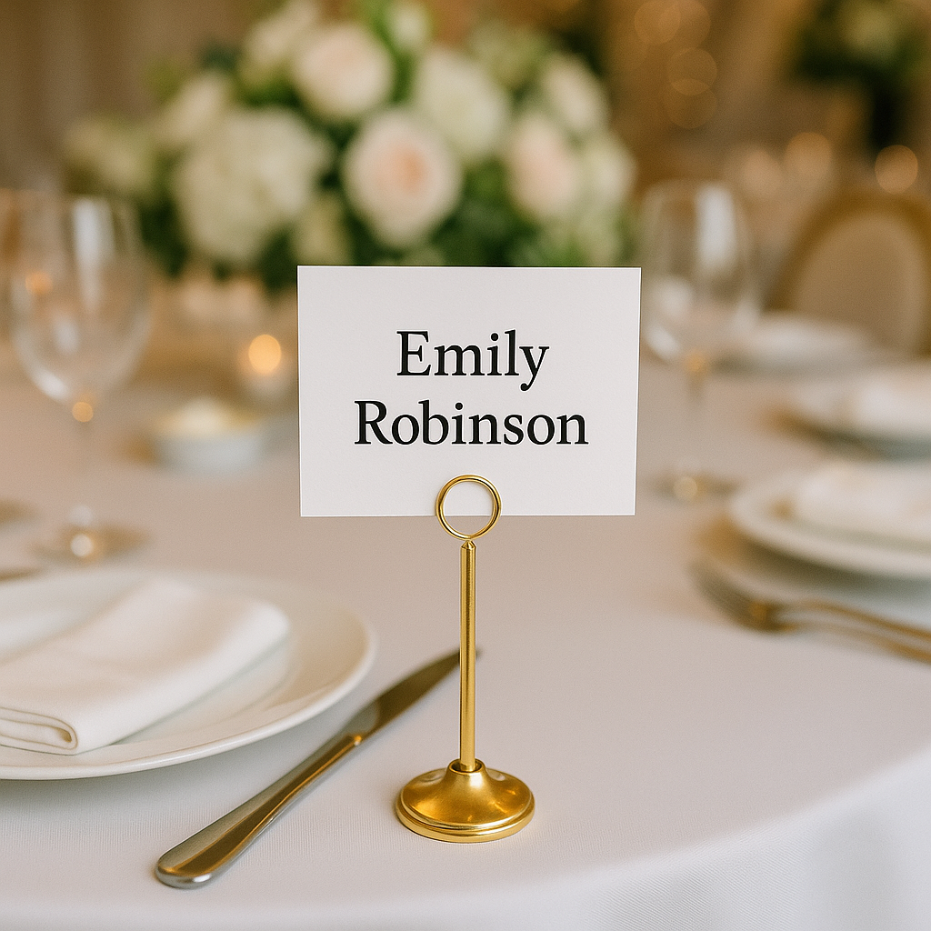 Düğün organizasyonlarında masa numarası olarak kullanılan gold isimlik