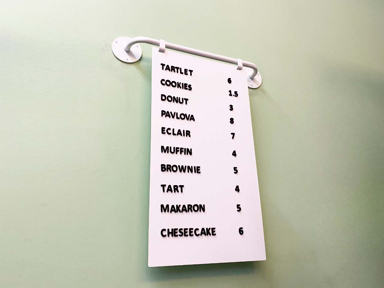 İç mekanlar için özel tasarlanmış duvar tipi menü panosu