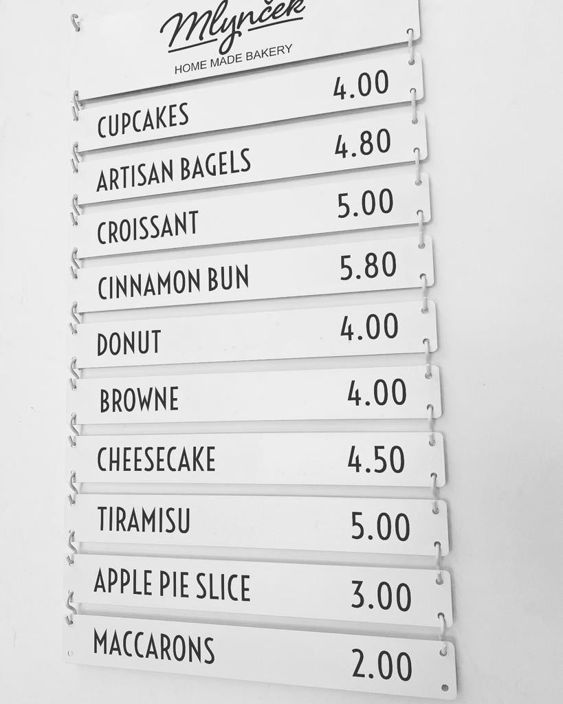 Otellerde kullanım için ideal menü tabelası.