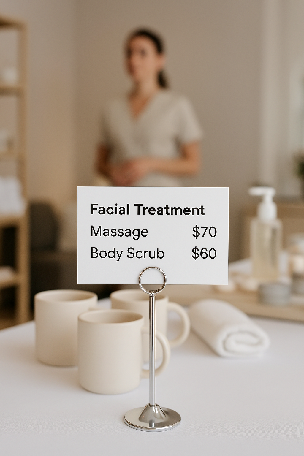 hotel spa uygulamaları fiyatı için kullanılan metal fiyatlık kartlık stand