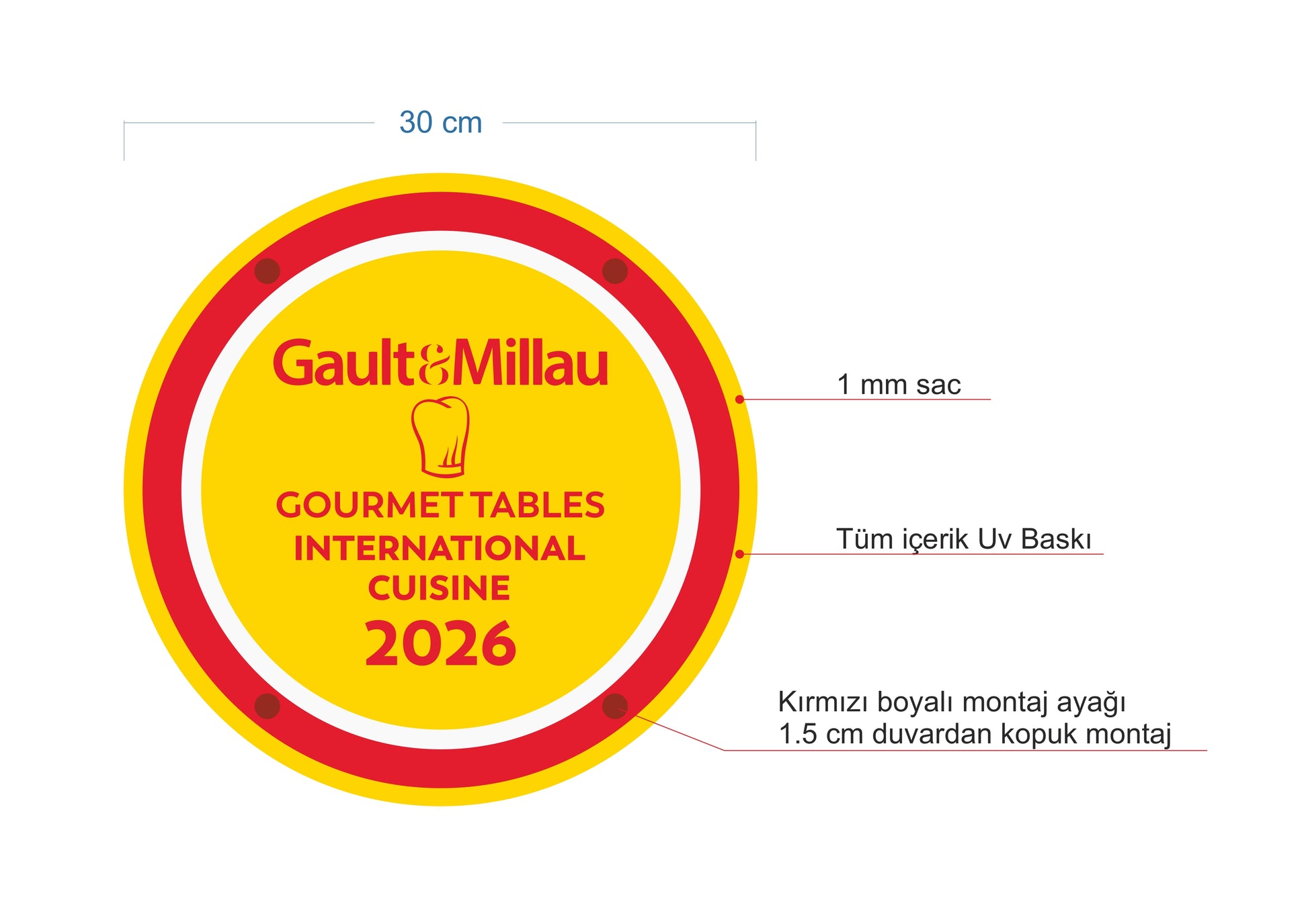 Gault Millau ödül sergileme tabelası restoran girişi için tasarım