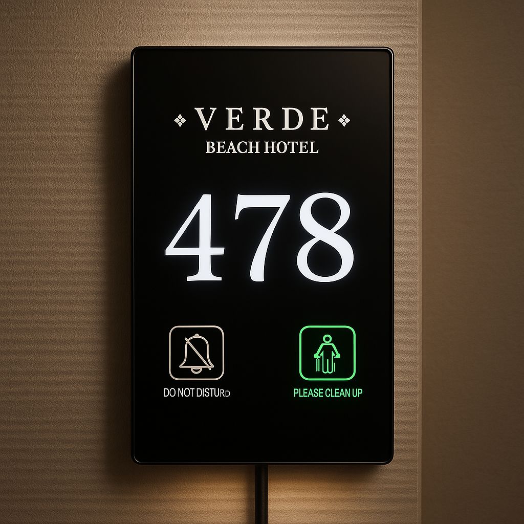 Gece ortamında DND ve temizlik göstergeleri aktif panel görüntüsü