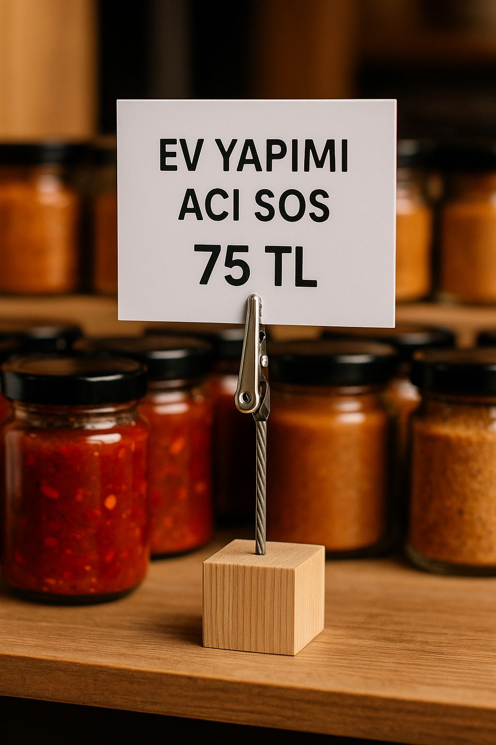 Pastane vitrini için zarif fiyat kartı tutucu.