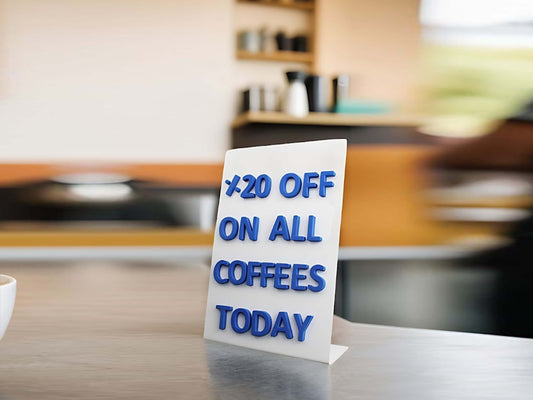 Kafelerde kullanılan siyah renkli masa üstü metal yazı standı

