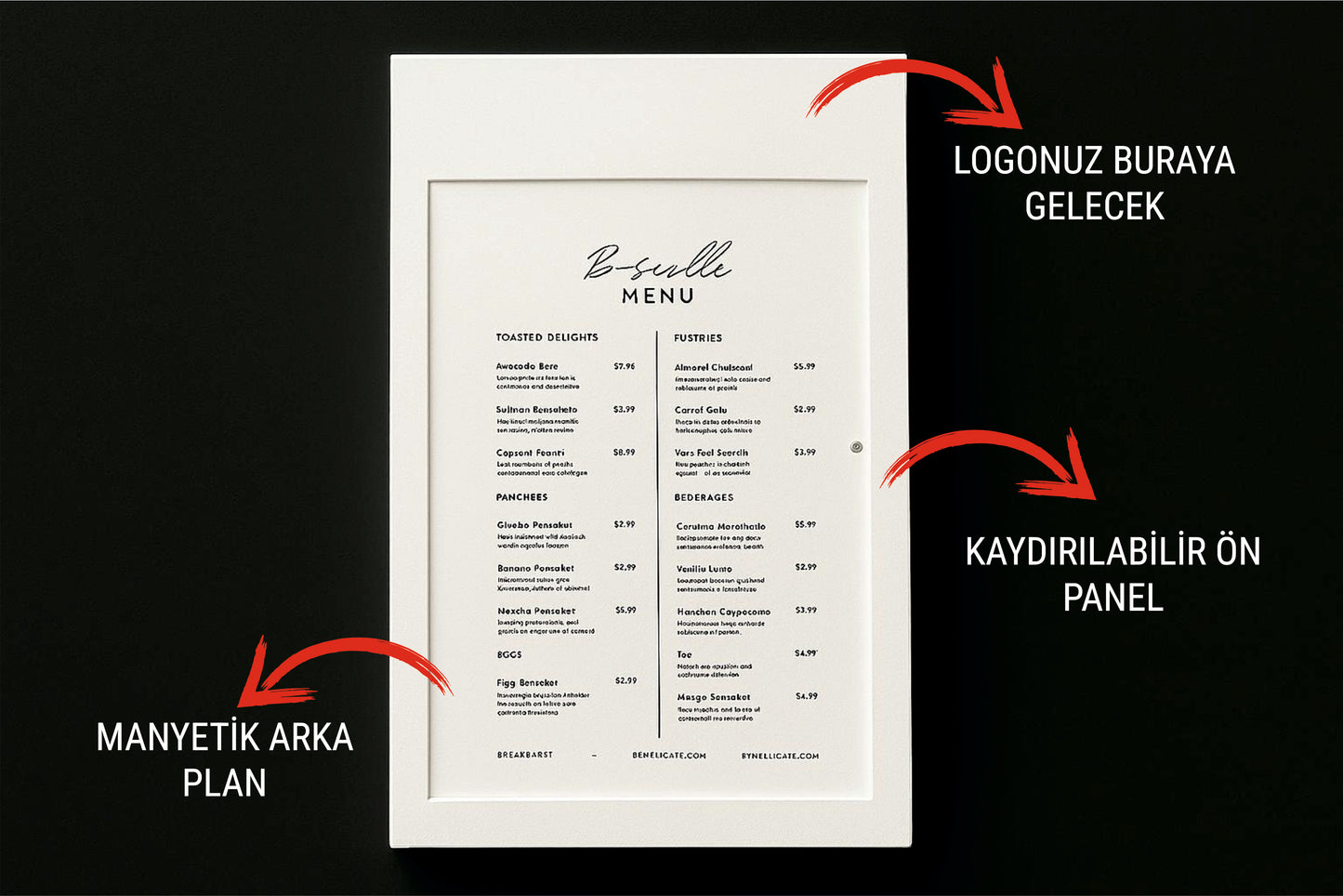 Yukarı kaydırılabilir ön kapak sayesinde içeriklerinizi kolayca güncelleyebilirsiniz.