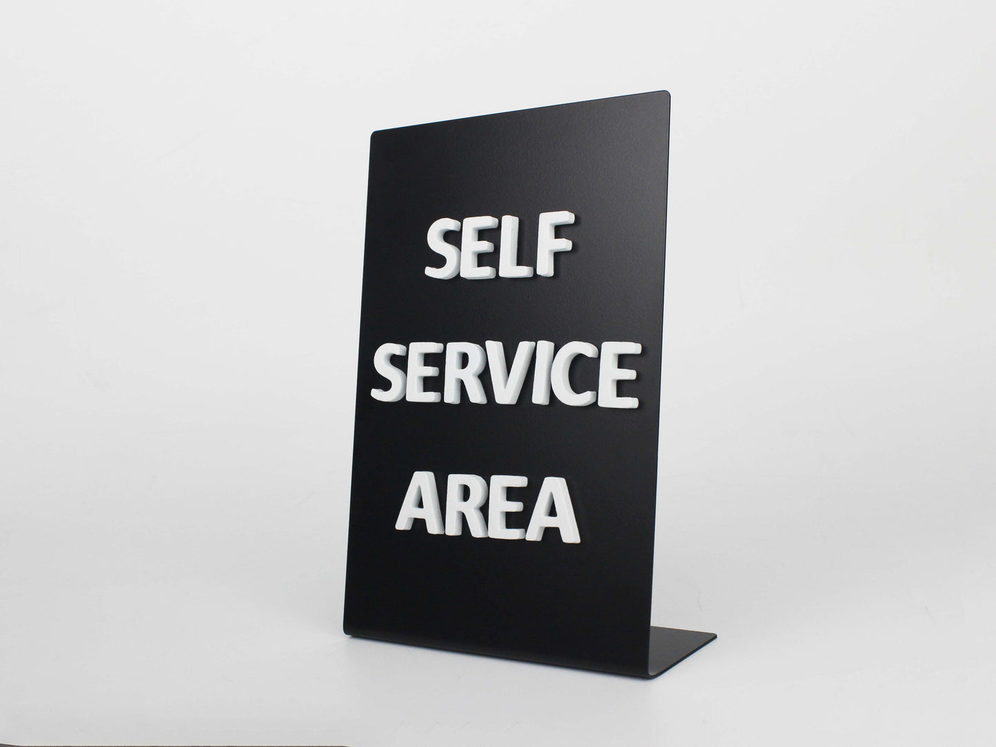Self Service Area yazılı mıknatıslı harfli metal masaüstü pano