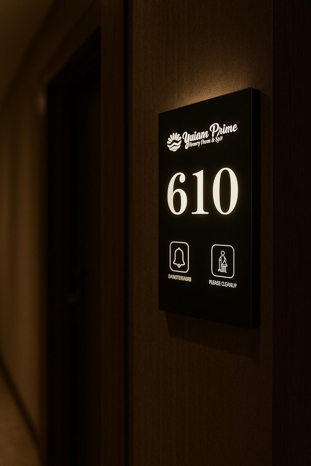 Otel odası girişinde kapı yanında konumlandırılmış akıllı panel