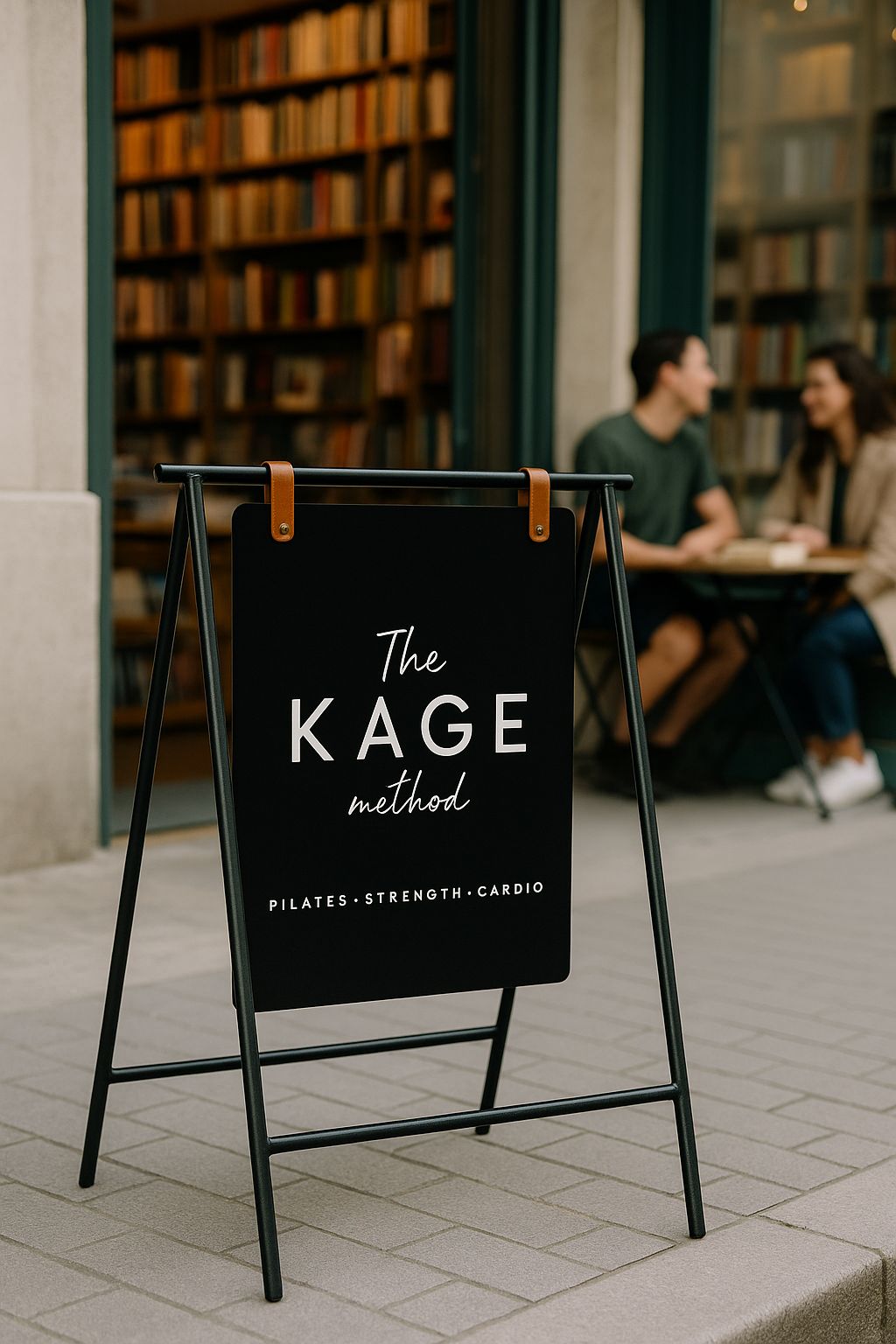 Özel logo baskılı kaldırım tabelası, marka kimliğini güçlendiren şık bir dış mekan ürünü.

