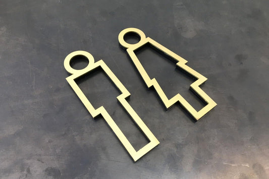 Gold paslanmaz yüzeyli kadın ve erkek tuvalet tabelası