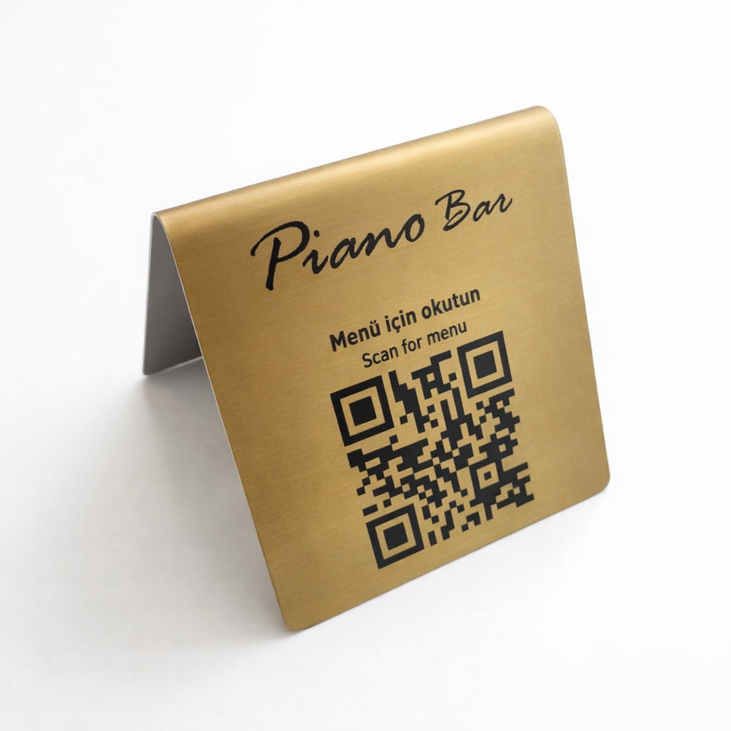 Metal QR menü standı kafe masaüstü kullanım