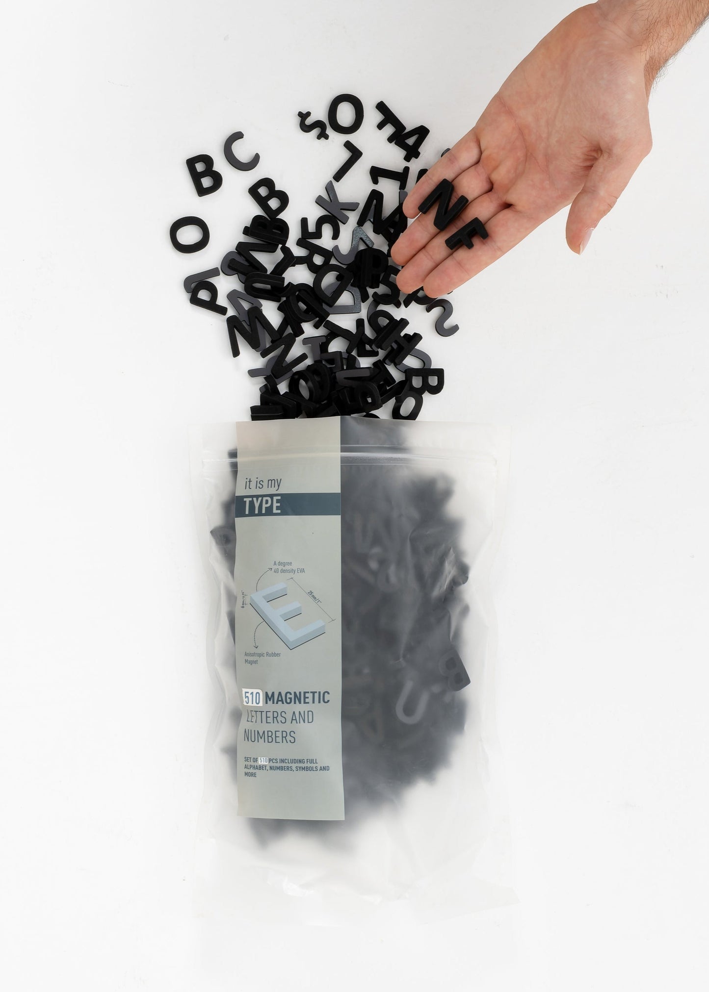 Harflerin paket dışındaki görünümü, farklı renklerle kolayca karıştırılabilir.