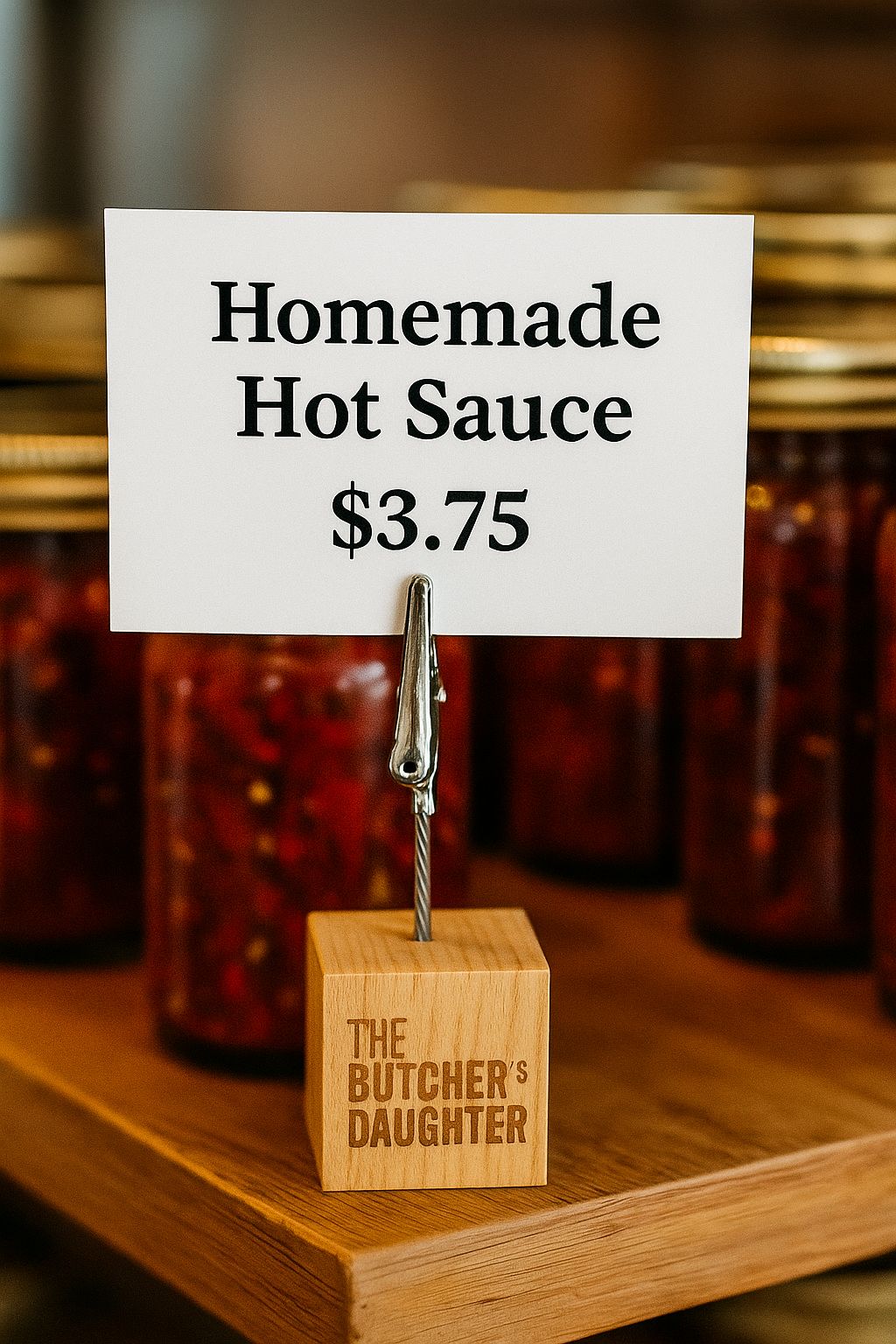 Ürün vitrini için şık ve sade kart tutucu.

