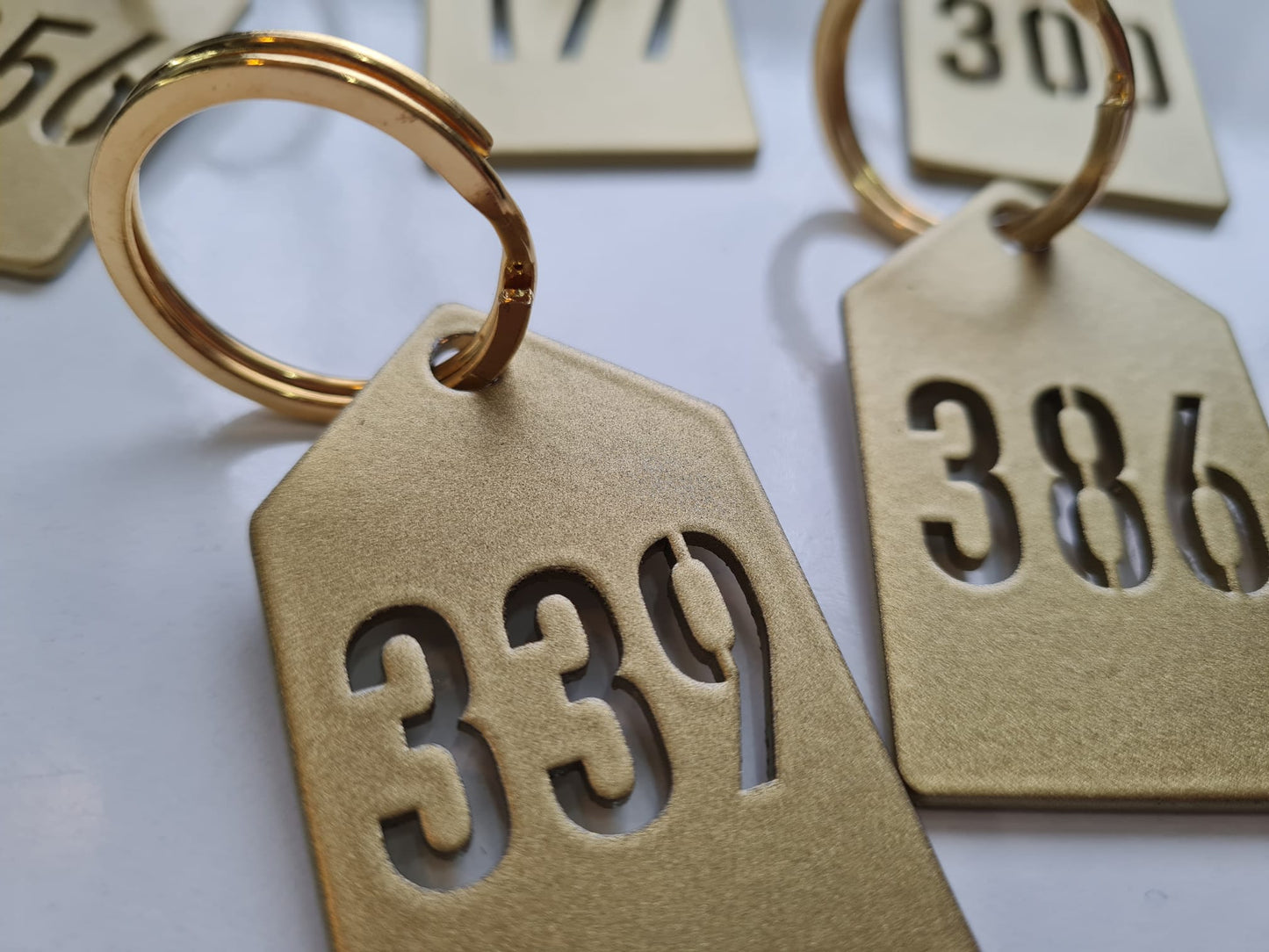 Restoran ve kafe vestiyerleri için numara etiketi anahtarlık